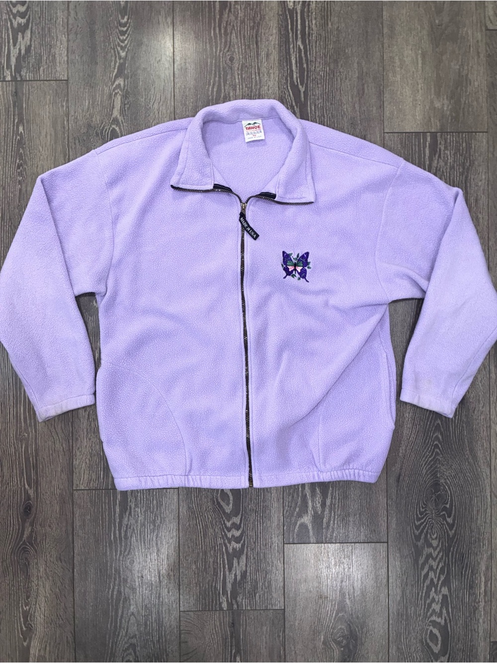 Vintage Tahoe Activewear Lavender Full-Zip Fleece Jacket Butterfly Embroidery